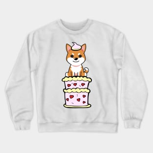 Orange dog Jumping out of a cake Crewneck Sweatshirt